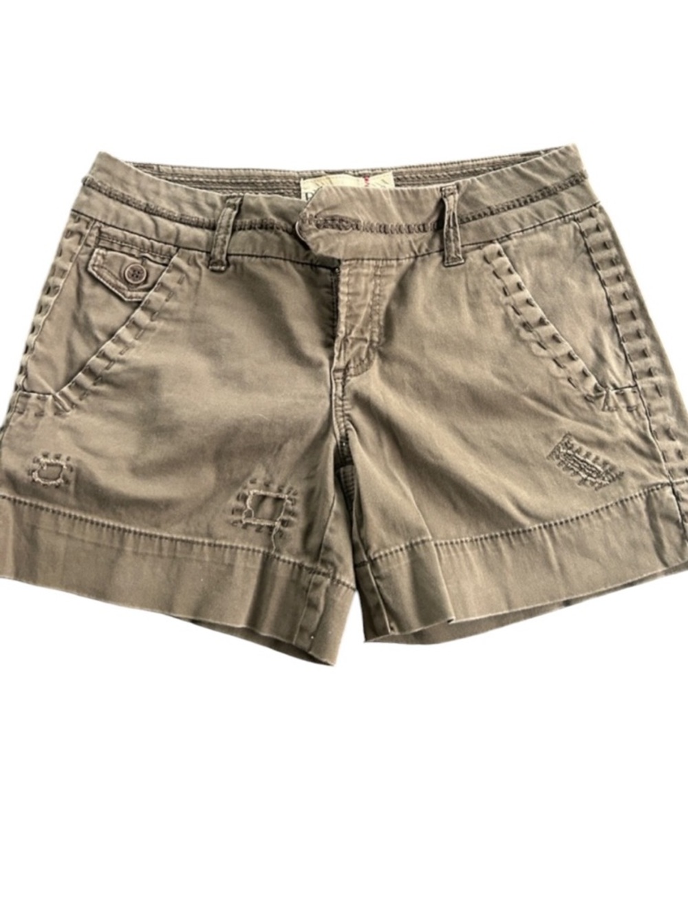 BKE green khaki shorts ladies cargo retro cotton size 29 utility tomboy boho